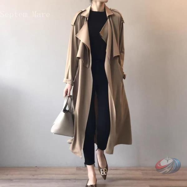 スプリングコート レディース トレンチコート 春コート ロングコート 春 秋 アウター とろみ感 上...