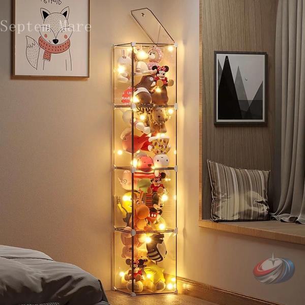 透明四角形 サイドドア PPのぬいぐるみ収納ケース おもちゃ 株式会社錦 ぬいぐるみ収納桶 大きいサ...