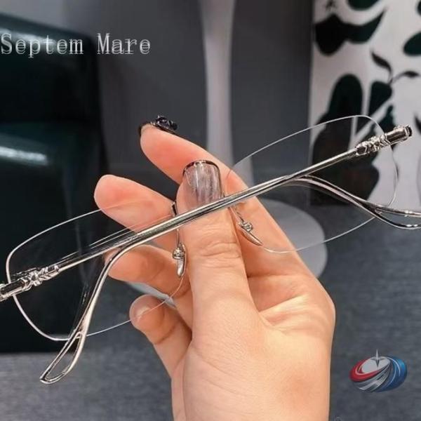 メガネ メンズ レディース お洒落 度付き 老眼鏡 乱視 ふちなし ブルーライトカット めがね 眼鏡...