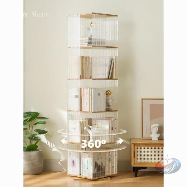 回転本棚 透明 アクリル製 スリム オシャレ 360度ラック 大容量 回転ラック 収納棚 おしゃれ ...
