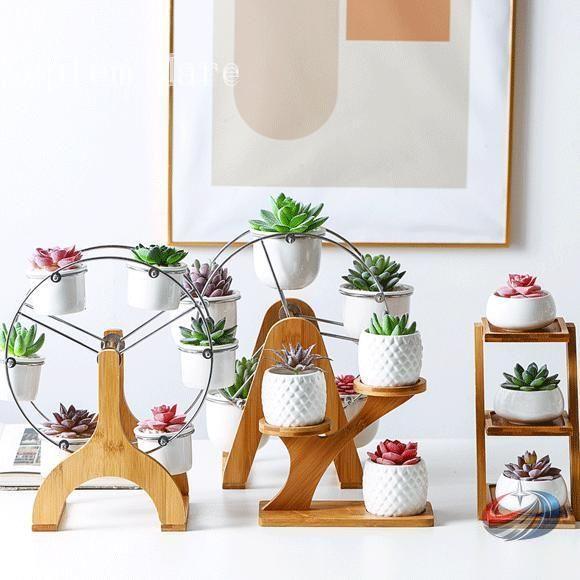 植物棚フラワースタンド観葉植物棚盆栽スタンド観覧車フラワースタンドセラミックポット植物6植木鉢プラン...