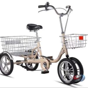 14インチ 三輪自転車 高齢者用 高さ調節 ショッピングバスケット付き ゾンチー 買い物や近所のお出かけに便利なコンパクト三輪クルーザー
