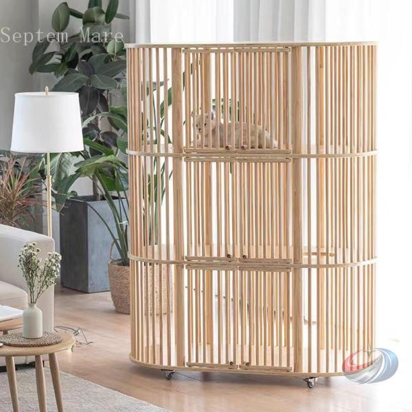 ペットケージ 猫ケージ キャットハウス 木製フレーム 3階建て 屋内用 ゾンチー 猫ハウス キャット...