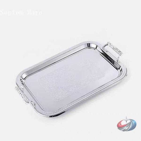 ステンレス製トレイ 卓上用 長方形 配膳盆 おしゃれ ゾンチー ワインセット ティータイム ホテル風...
