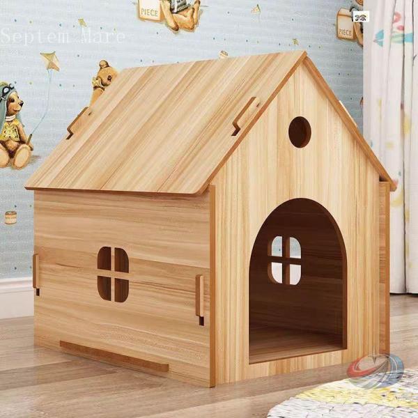 犬小屋 屋外用 天然木 木製 猫ハウス 頑丈 防風 屋根付き 窓付き 風通し ゾンチー お庭でも室内...