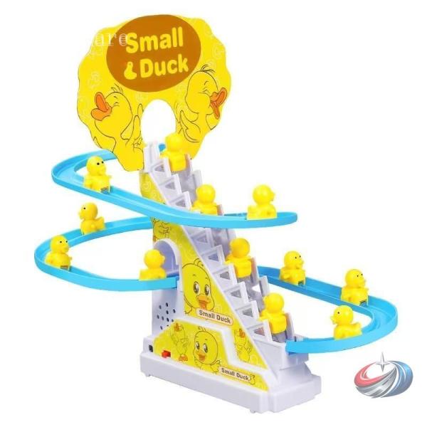 電気アヒル登山おもちゃ ダック登る階段おもちゃ 無限ループ 鉄道車両のおもちゃ 知育玩具 子供 ロー...