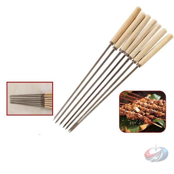 BBQ串 金串 ステンレス製 35cm ゾンチー 木製柄付きで持ちやすい 串焼きやバーベキュー調理に...