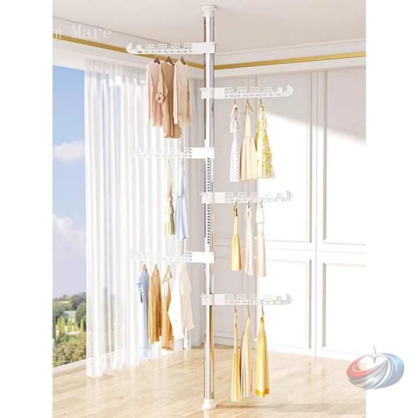物干し 室内 折り畳み 天井 突っ張り棒 折りたたみ ポール 部屋 竿 室内物 干し 花粉症 梅雨 ...