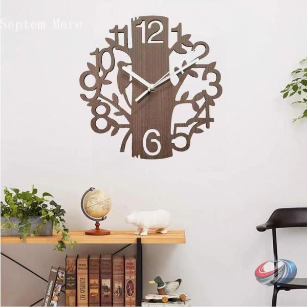 送料無料 壁掛け時計　壁 壁掛け 高級 天然木　木製時計　鳥　DIY インテリア　おしゃれ　北欧風株...