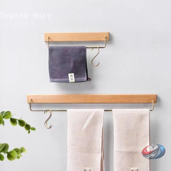 タオルハンガー 木製 真鍮 タオル掛け おしゃれ 北欧 洗面所 壁 60cm 30cm 株式会社錦 ...
