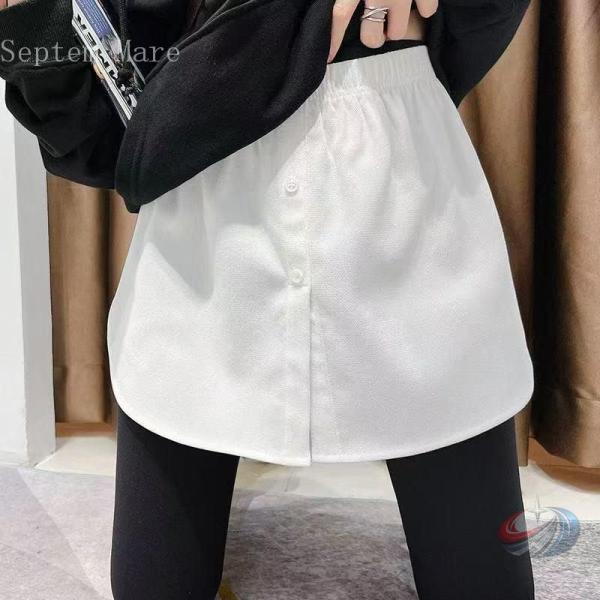 付け裾 フェイクレイヤードシャツ レディース サイドスリット 無地 ゾンチー ウエストゴムで手軽に重...