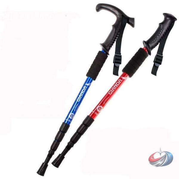 登山ストック トレッキングポール カーボン製 伸縮式 カーボントレッキングステッキップ T型 高強度...