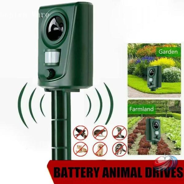 猫よけ対策2個セット庭駐車場用超音波撃退グッズ電池式ゾンチー野良猫やイノシシアライグマ対策にも使えて...