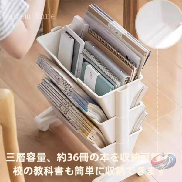 斜め棚 仕切り ファイルワゴン デスク下収納 3段 ホワイト 2段 オフィス ファイル 机下 本棚 ...