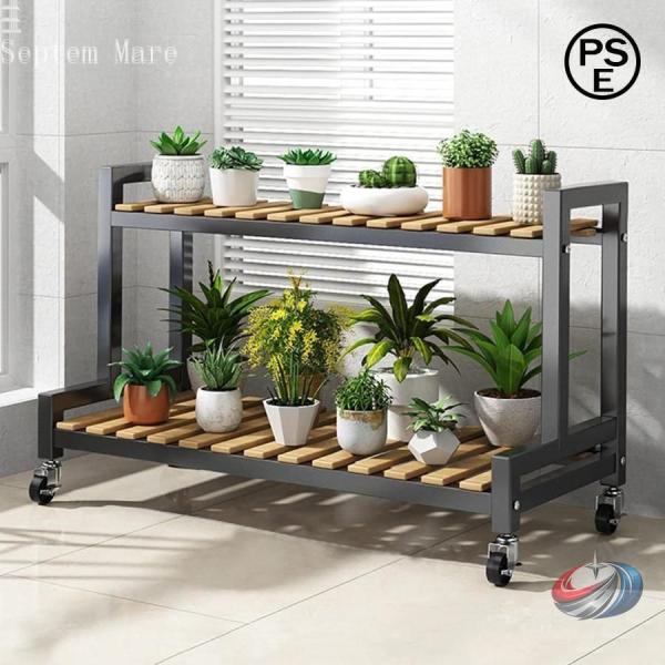 フラワースタンド 花台 ベランダ ガーデンラック 多機能収納ラック 2段 幅100 屋外の植物スタン...