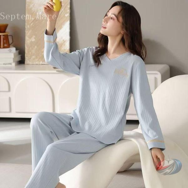 6色 ルームウェア レディース セットアップ シンプル パジャマ 無地 柔らかい 女性 長袖 韓国 ...