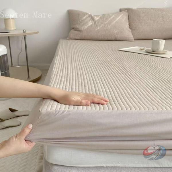 敷きパッドボックスシーツ型キング一体型ボックスシーツ綿100％先染め綿オールシーズン洗濯機OK寝具敷...