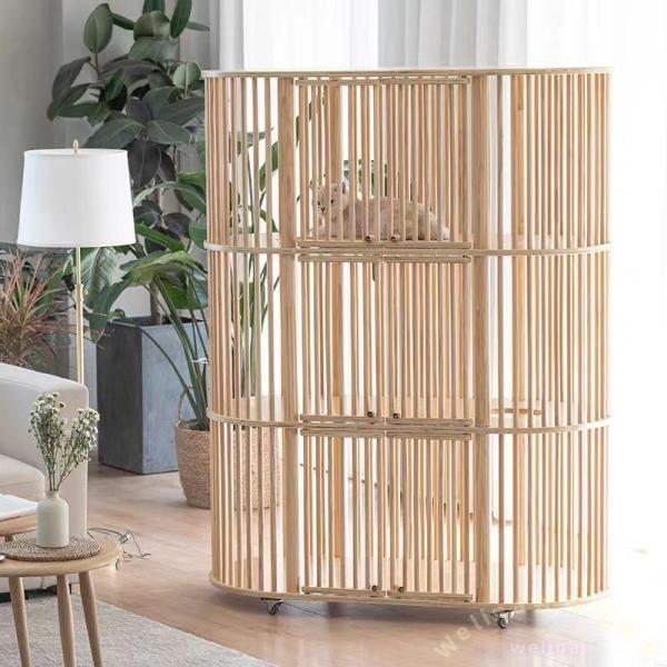 猫ケージ 木製 3階建て ゾンチー 猫ハウス キャットハウス 屋内世帯向けの広々ヴィラ風キャットフェ...