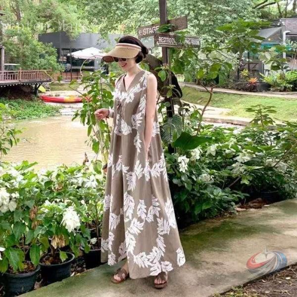 サマードレス ムームー風でリラックス感たっぷりの涼やかワンピ ゾンチー ハワイアン柄 花柄 ノースリ...
