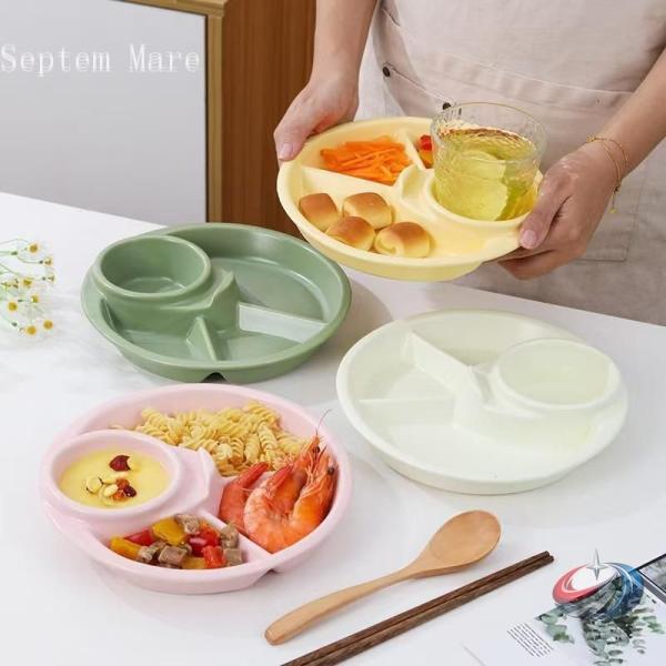 ランチプレート 皿 仕切り 軽量 プラスチック 大人 子供 4つ仕切り 丸皿 使いやすい 仕切り皿 ...