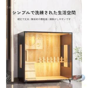 猫 ケージ 3段 木製 大型キャットケージ ゾ...の詳細画像1