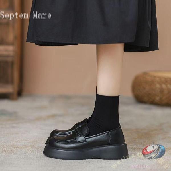 ローファー レディース フォーマル靴 厚底 ローファー 歩きやすい レザー ブラック ローファー パ...