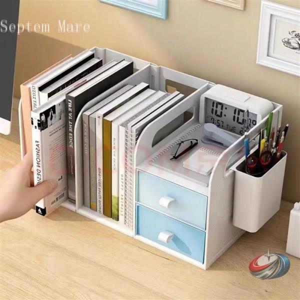 卓上収納ラック 小物や本をすっきり整える机上整理ケース ゾンチー 引き出し付き ブックスタンドやマガ...