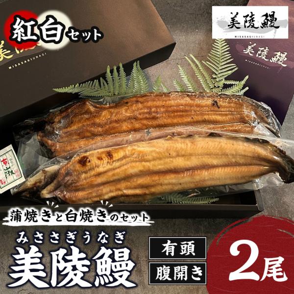 &lt;大阪産&gt;美陵鰻紅白セット腹開き (蒲焼き1尾・白焼き1尾 計2尾)【れいわ水産】お取り寄せ お取り...