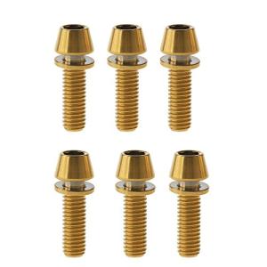 Dingtai 6個入 ワッシャーテーパーヘッドボルトM5x 16 18 20mmゴールチタンバイクステム
