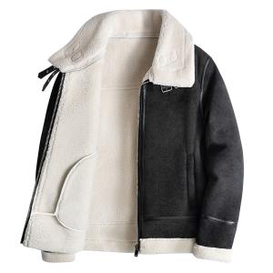 ファー襟付き ライダースジャケット シングル メンズ ジャケット 秋 冬