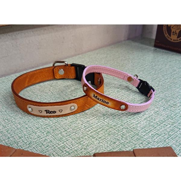 送料無料【ハンドメイド】DOG 本革首輪 14mm幅・ネーム入り・長さ自由・犬・ペット ・オリジナル...