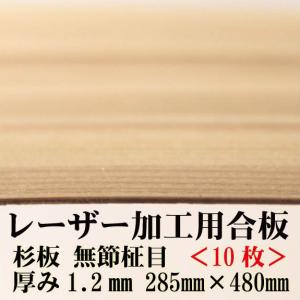 極薄 針葉樹合板 【フシ無し】【(28.5×38.5cm)厚さ1.2mm 10枚入り
