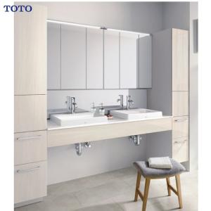 洗面化粧台 エスクア ESCUA TOTO [escua07] 間口2100 木製三面鏡 ペアホワイトウッド 受注生産品 セットプラン メーカー直送｜conpaneya