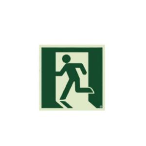 高輝度蓄光式誘導標識(120mm角) [SN805-TKG] 貼るだけなので簡単に施工可能