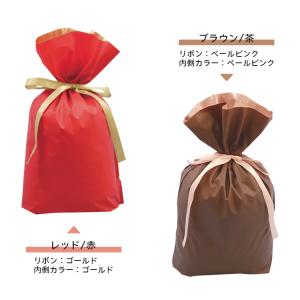 【ラッピング用ギフトバッグ レッド赤・ブラウン...の詳細画像1