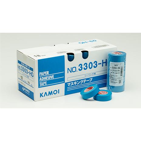 カモイ マスキングテープ 3303HG 青 21mmx18m　60個（小箱1箱） ブルー　建築用紙粘...
