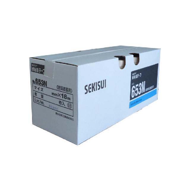 セキスイ　紙粘着テープ　653N　12mm×18m　100巻入　白　小箱　建築塗装用マスキングテープ...