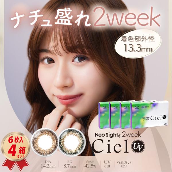 カラコン 2week ネオサイト2ウィークシエルUV 6枚入×4箱 送料無料 小松奈々 22800B...