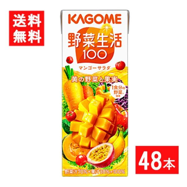 カゴメ 野菜生活100 マンゴーサラダ 200ml 2ケース 48本 送料無料