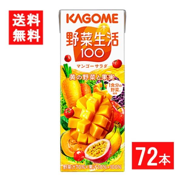カゴメ 野菜生活100 マンゴーサラダ 200ml 3ケース 72本 送料無料