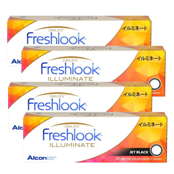 カラコン 1DAY フレッシュルック デイリーズ イルミネート ジェットブラック 30枚 4箱 ワン...