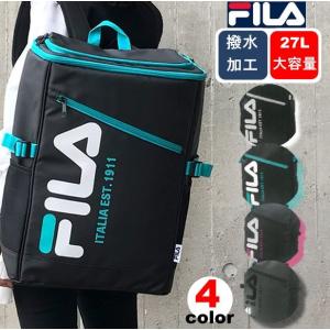 FILA フィラ フラッシュロゴリュック スクエアリュック スクエア バッグ 27L 大容量 通勤 通学 簡易撥水加工 収納力抜群 Dパック 27リットル A4対応｜contete