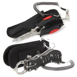 フィッシングプライヤー ペンチ&amp;フィッシュグリップ|ホルダー コード カラビナ付|防錆ステンレス 防滑グリップ|シーバス