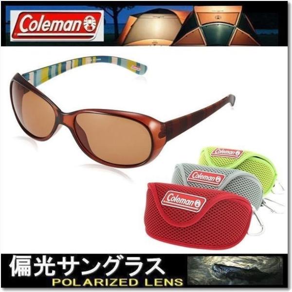 【選べる3種 ソフトケース付】レディース Coleman コールマン 偏光サングラス ブラウン ドラ...