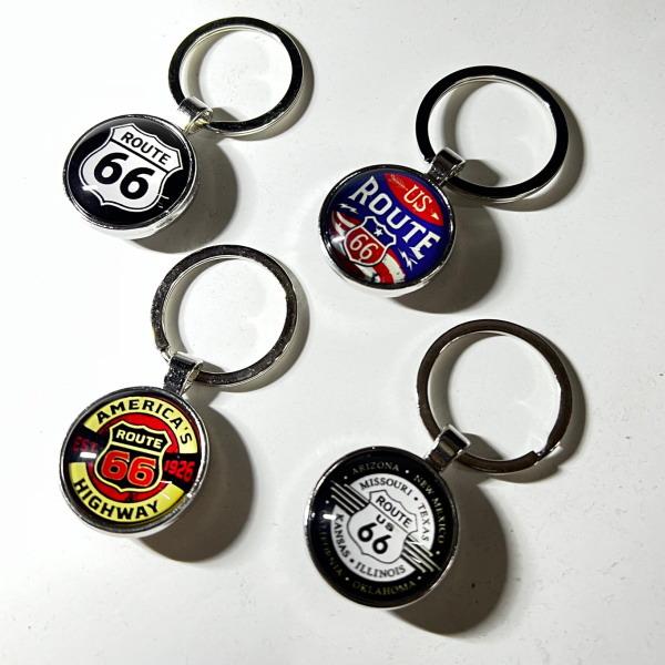 【4種】ROUTE 66 ルート66 KEY RING R66 球面体 キーホルダー US アメリカ...