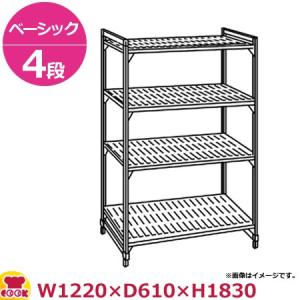 キャンブロ カムシェルビング（ベーシック）固定式 ベンチ型 4段 1220×610×1830mm（送料無料、代引不可）｜cookcook