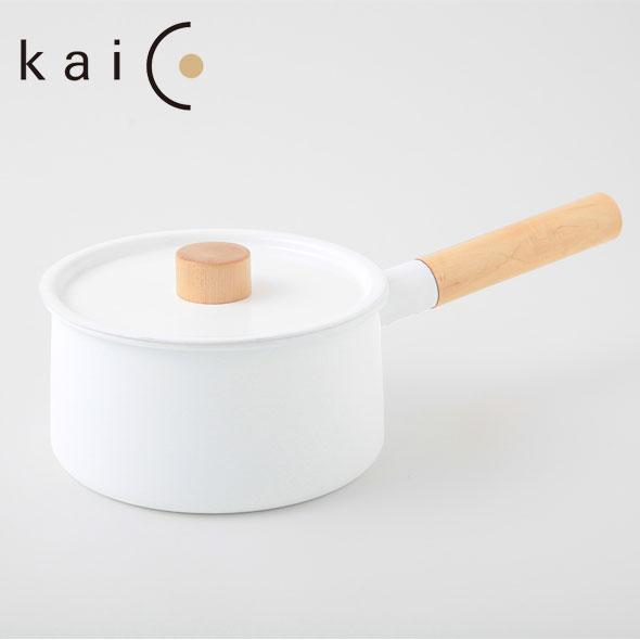 【kaico】ホーロー　片手鍋　１８ｃｍ　２．２Ｌ　ホワイト◆ih対応/ＩＨ ２００Ｖ/カイコ/琺瑯...