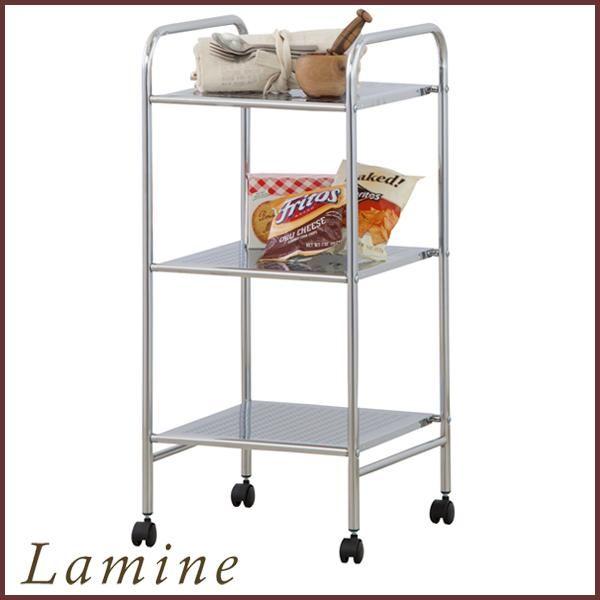 ＜送料無料＞キッチンワゴン　スチール　３段　キャスター付き