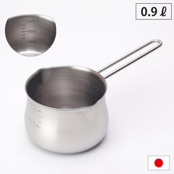 ミルクパン 12cm 0.9L 800ml 目盛り付き ワイヤーハンドル 18-8 ステンレス タケ...