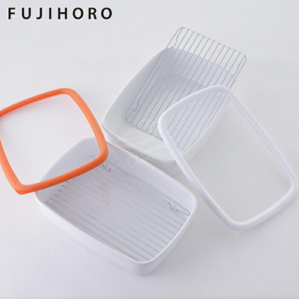 富士ホーロー アミ付きホーロー容器 L　天ぷらバット 琺瑯 保存容器 水切り 網付きバット ホーロー...